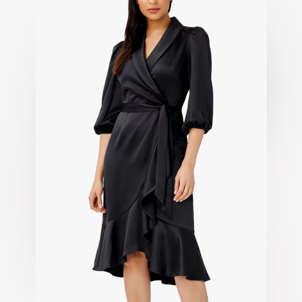 NWT Adrianna Papell Satin Crepe Wrap Dress BRAND NEW